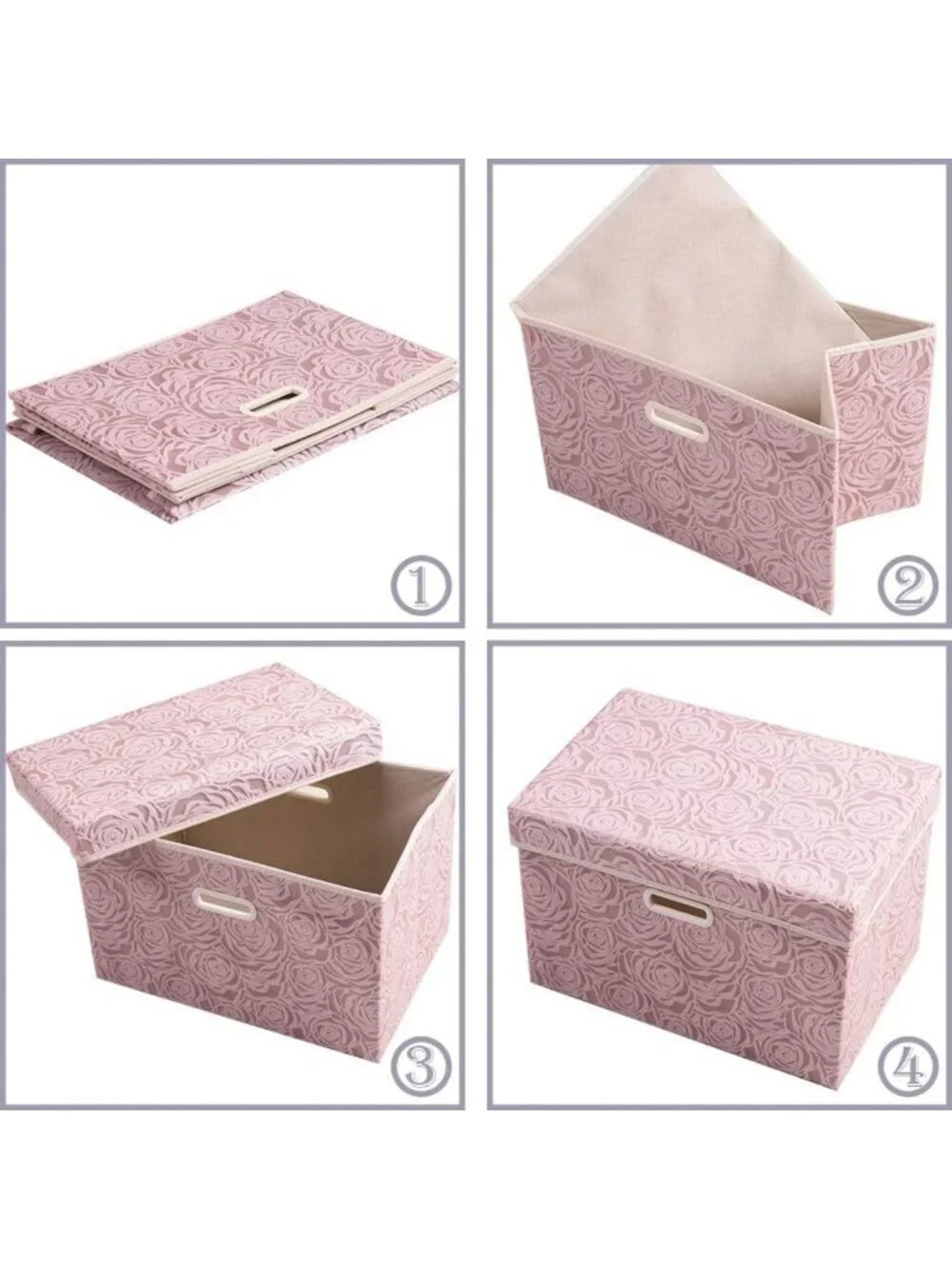 Collapsible Fabric Storage Bins with Lids - Decorative Organizer Baskets for